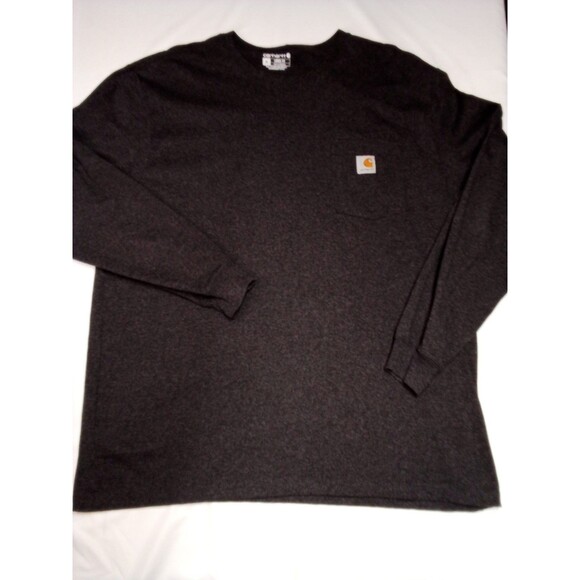 Men's Gray Carhartt Long Sleeve Pocket T-shirt Size Loose Extra  Large XL - Picture 12 of 16